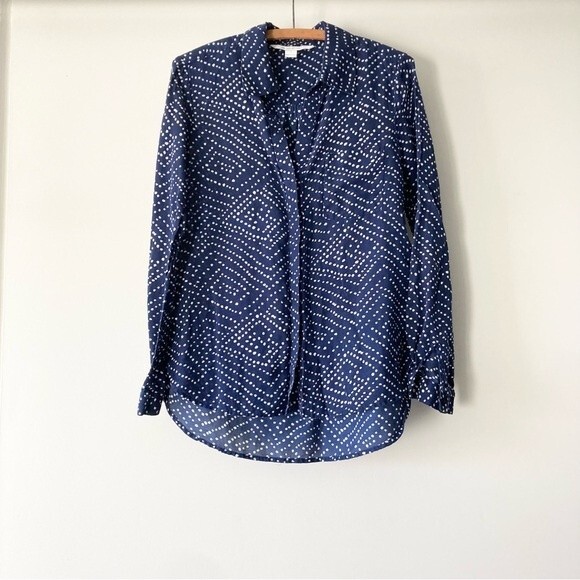 DVF Cotton Silk Polka Geometric Dot Button Up 4 - Picture 3 of 8